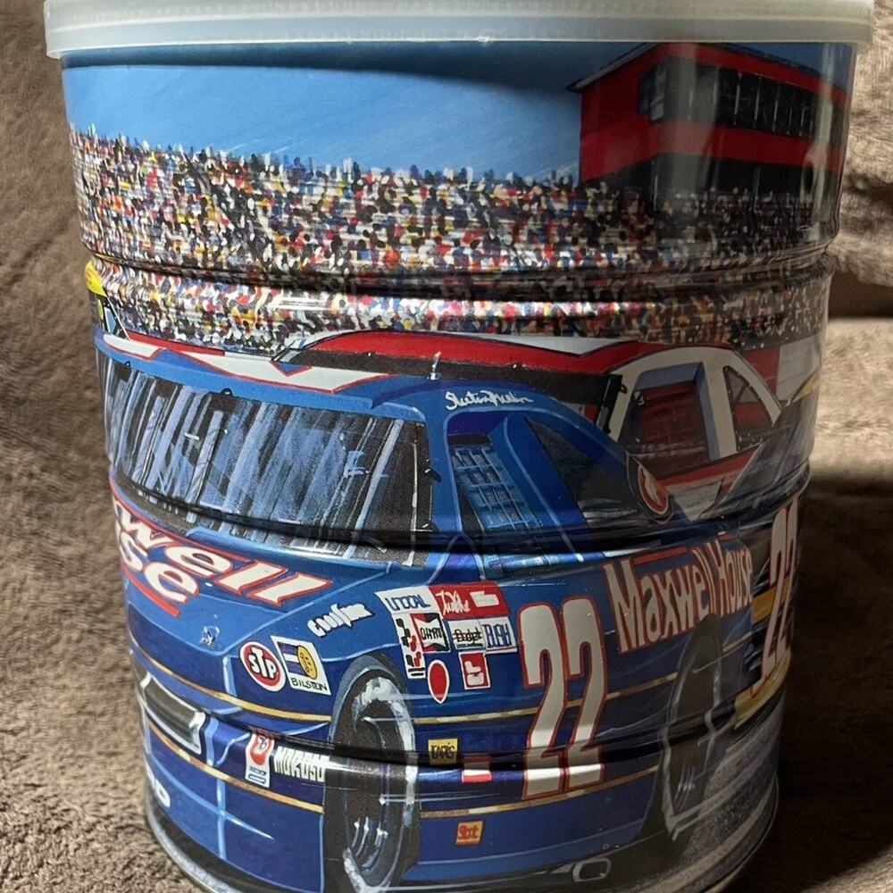 Maxwell House Coffee  Can Ford  Nascar Series #22 Empty Tin Canister Lid